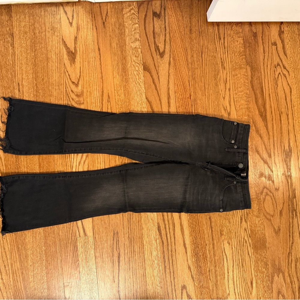 Women's Black Frayed-Hem Stretch Jeans